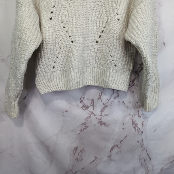 & Other Stories Sweater Crop Wool White Metallic Mock Paris - Picture 7 of 10